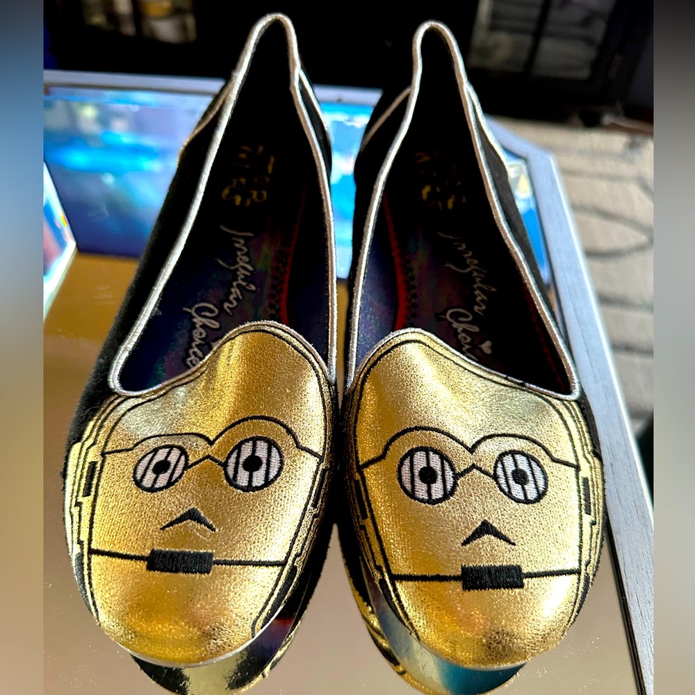 Irregular Choice x Disney Star Wars C3PO 10 black gold flats